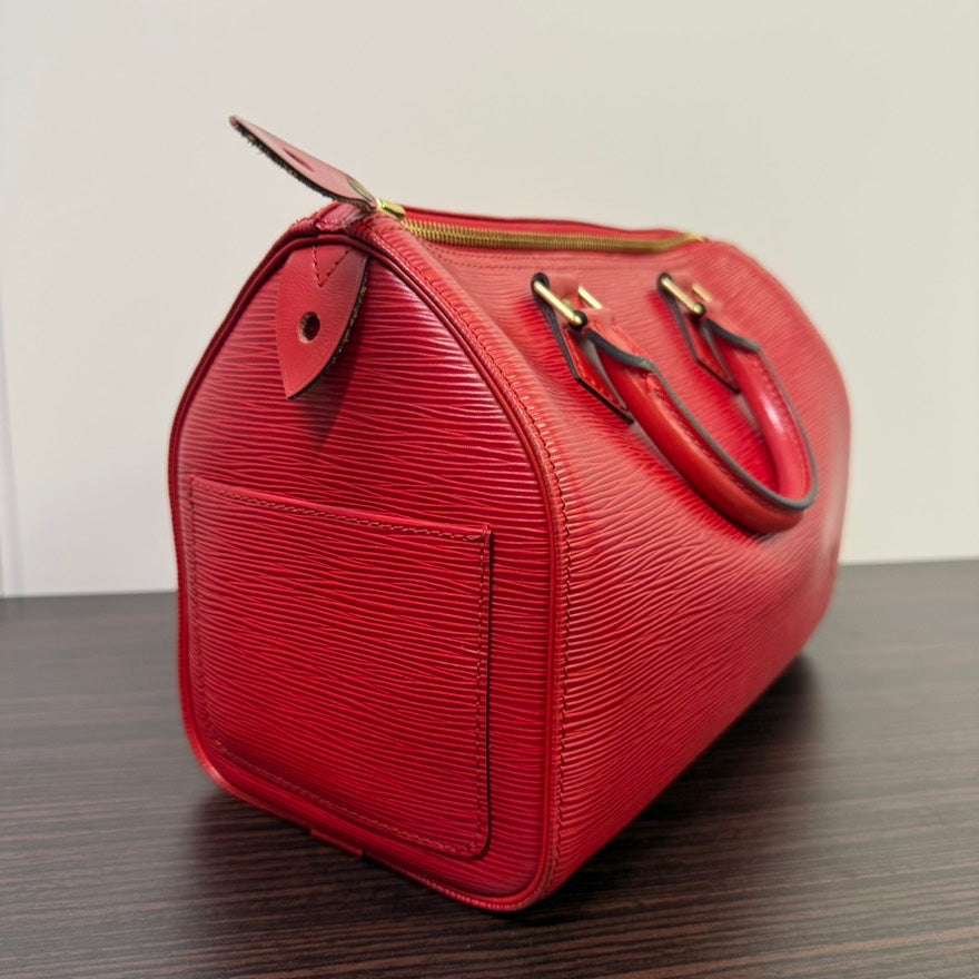 Louis Vuitton Speedy 25 Epi Leather Handbag Red