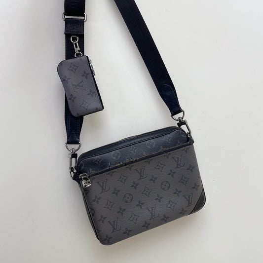 Preloved Louis Vuitton Trio Messager Bag Black Crossbody