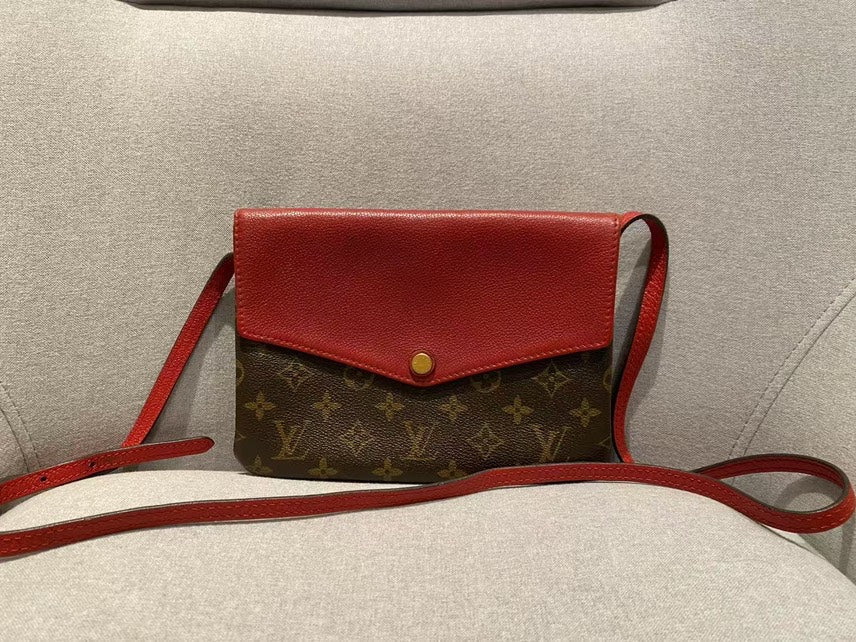 Louis Vuitton Pochette Florentine Monogram Canvas Red Crossbody Bag