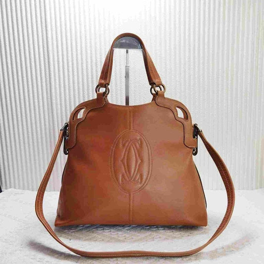 Preloved Cartier Two Ways Bag 12334609 in Tan Leather - Shoulder & Crossbody