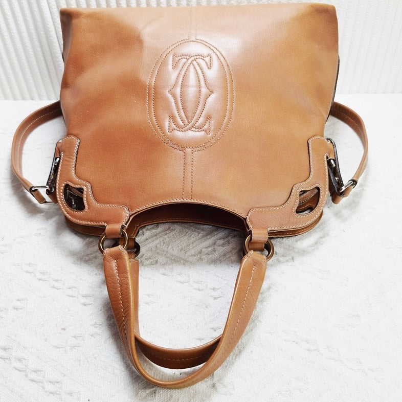 Preloved Cartier Two Ways Bag 12334609 in Tan Leather - Shoulder & Crossbody