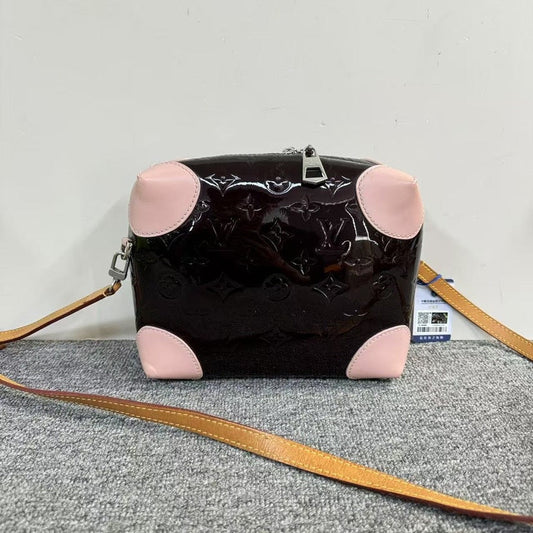 Preloved Louis Vuitton Vernis Trunk Bag Black and Pink Crossbody