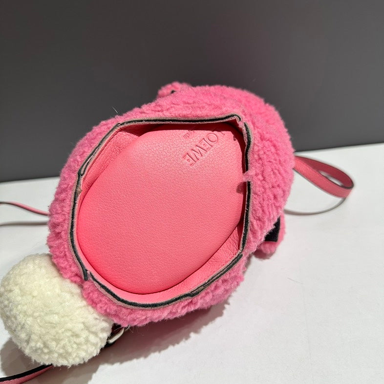 Preloved Loewe Bunny Crossbody Bag Pink Shearling