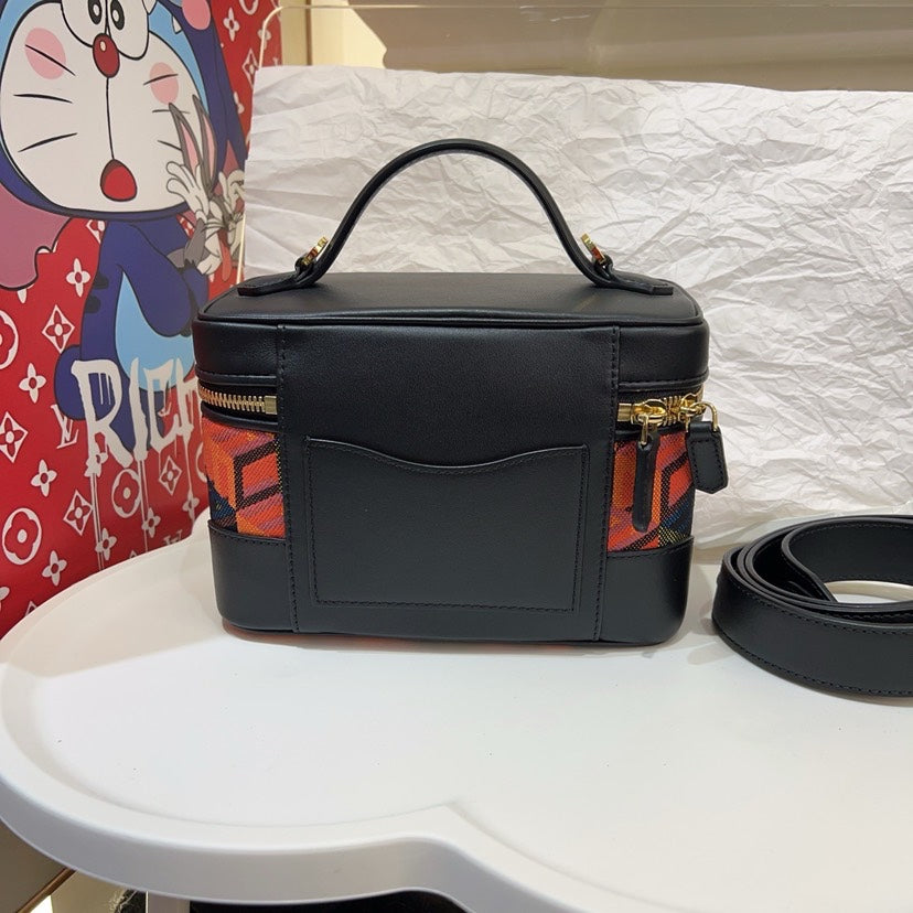Preloved MCM Cube Box Bag Multicolor Canvas Crossbody