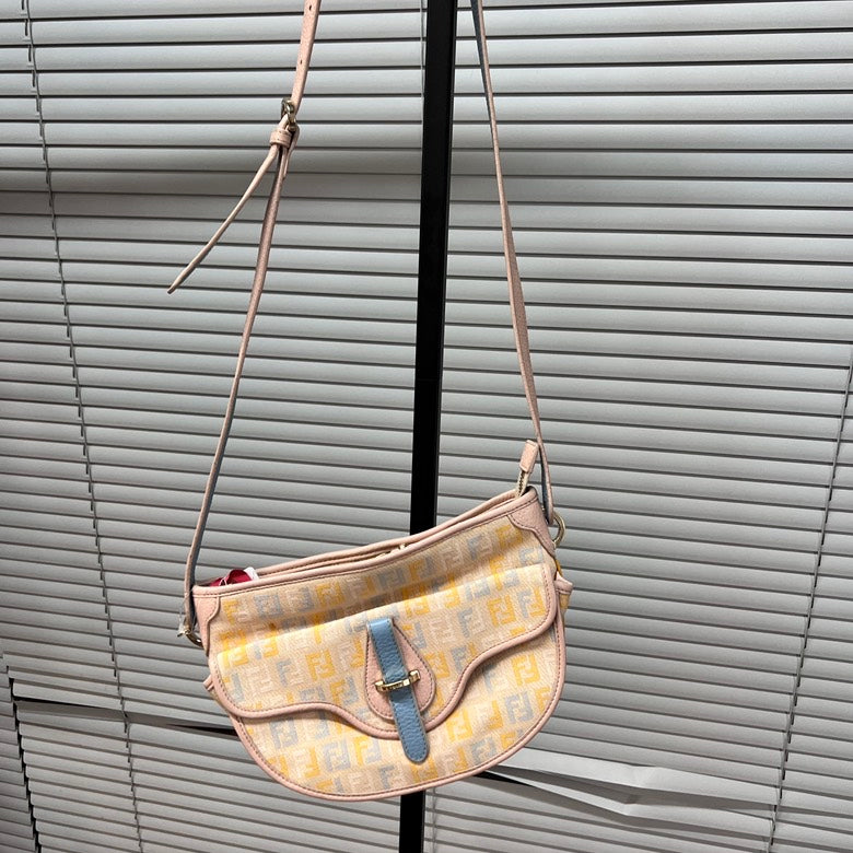 Preloved Fendi Canvas & Leather Crossbody Bag Z2922 Pastel Multicolor