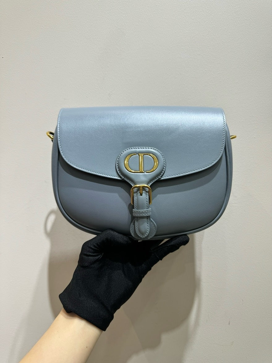 Preloved Dior Saddle Bag Gray Leather Crossbody