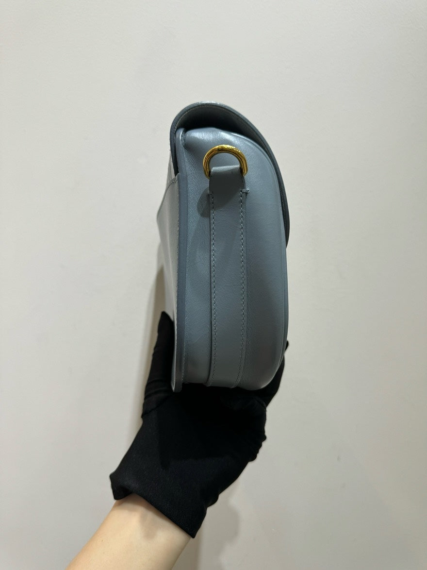 Preloved Dior Saddle Bag Gray Leather Crossbody