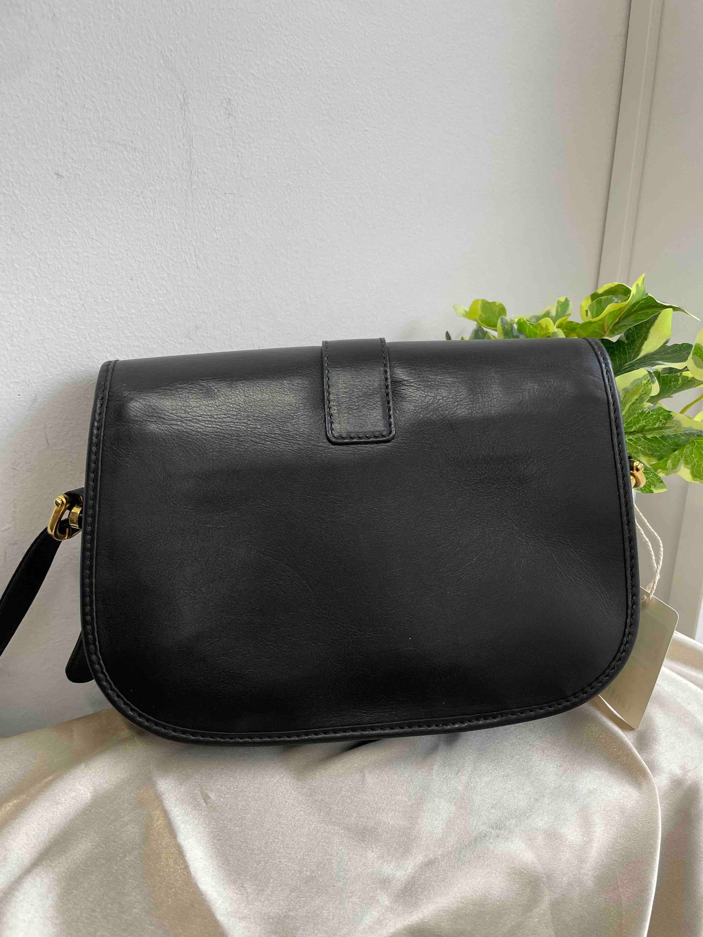 CELINE Vintage Box Black Leather Crossbody Bag