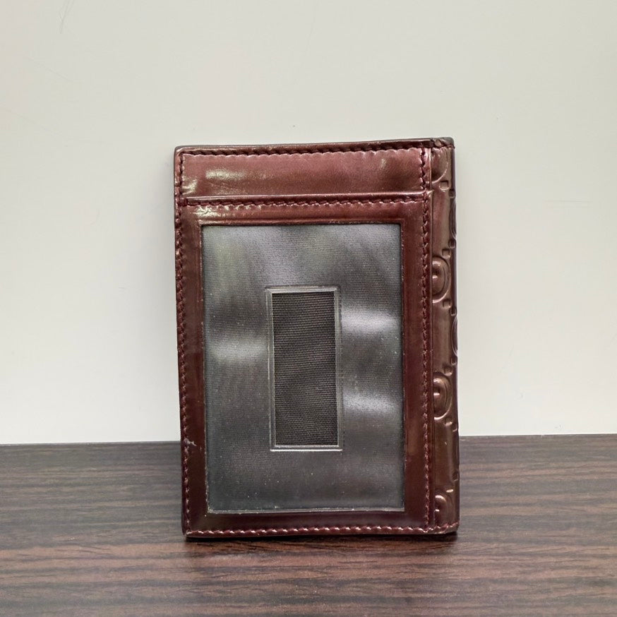 Gucci GG Heart Card Case N Burgundy Leather Card Holder
