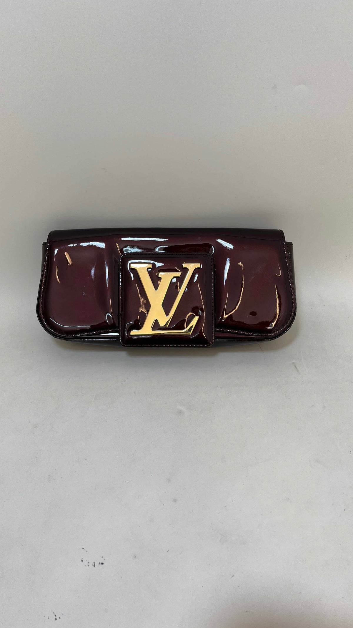 Preloved Louis Vuitton LV Clutch Bag Burgundy Leather