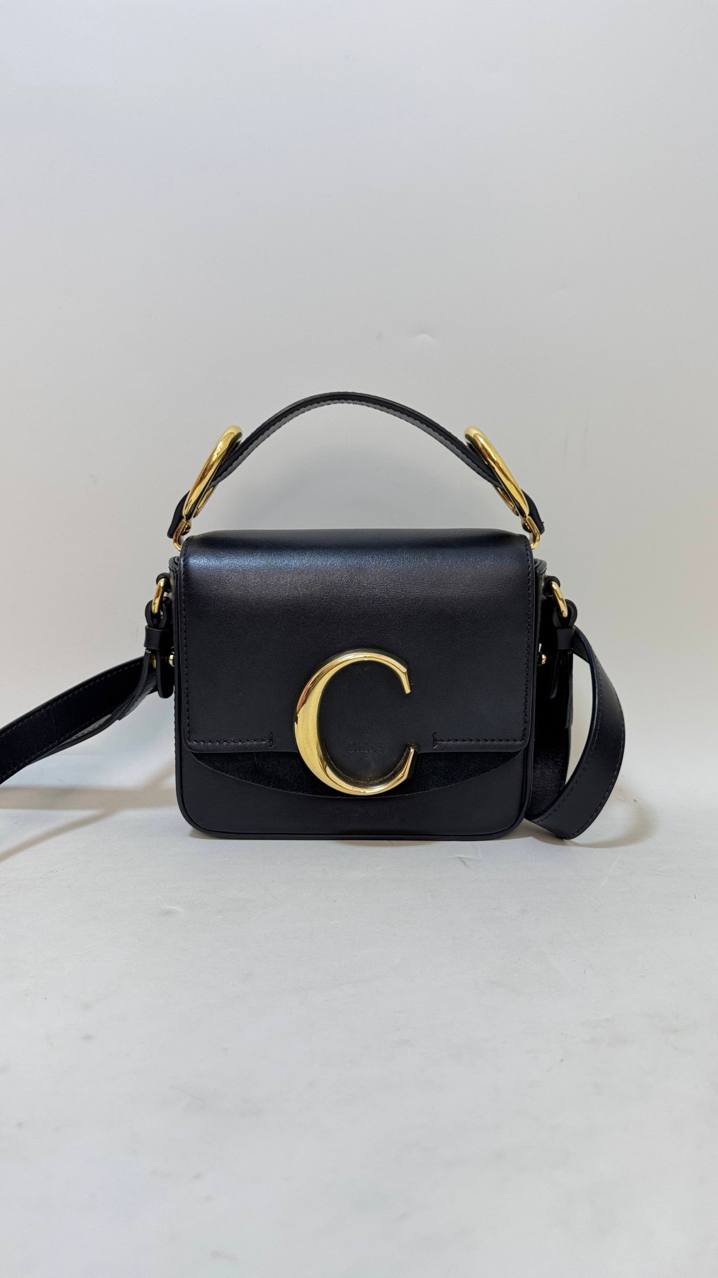 Preloved Chloe C Shoulder Bag Black Leather Crossbody