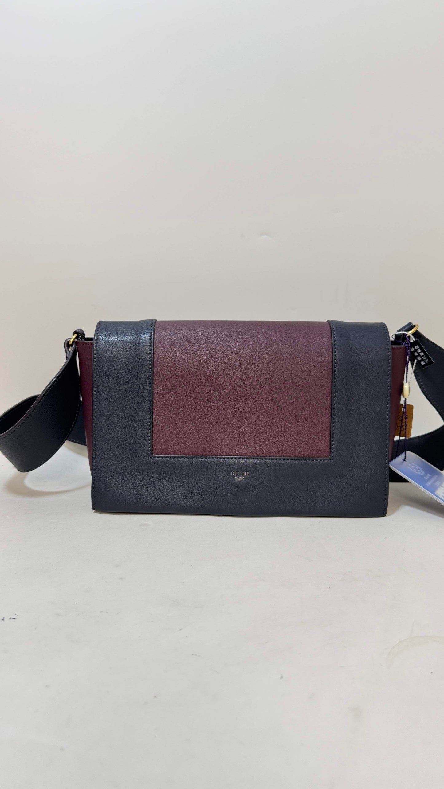 Celine Burgundy and Black Leather Crossbody Bag
