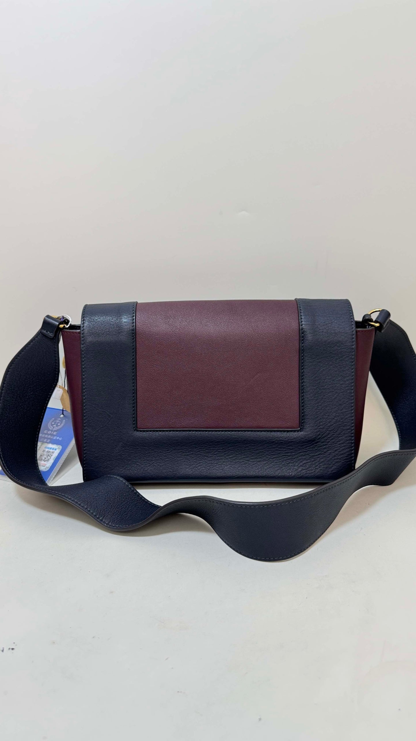 Celine Burgundy and Black Leather Crossbody Bag
