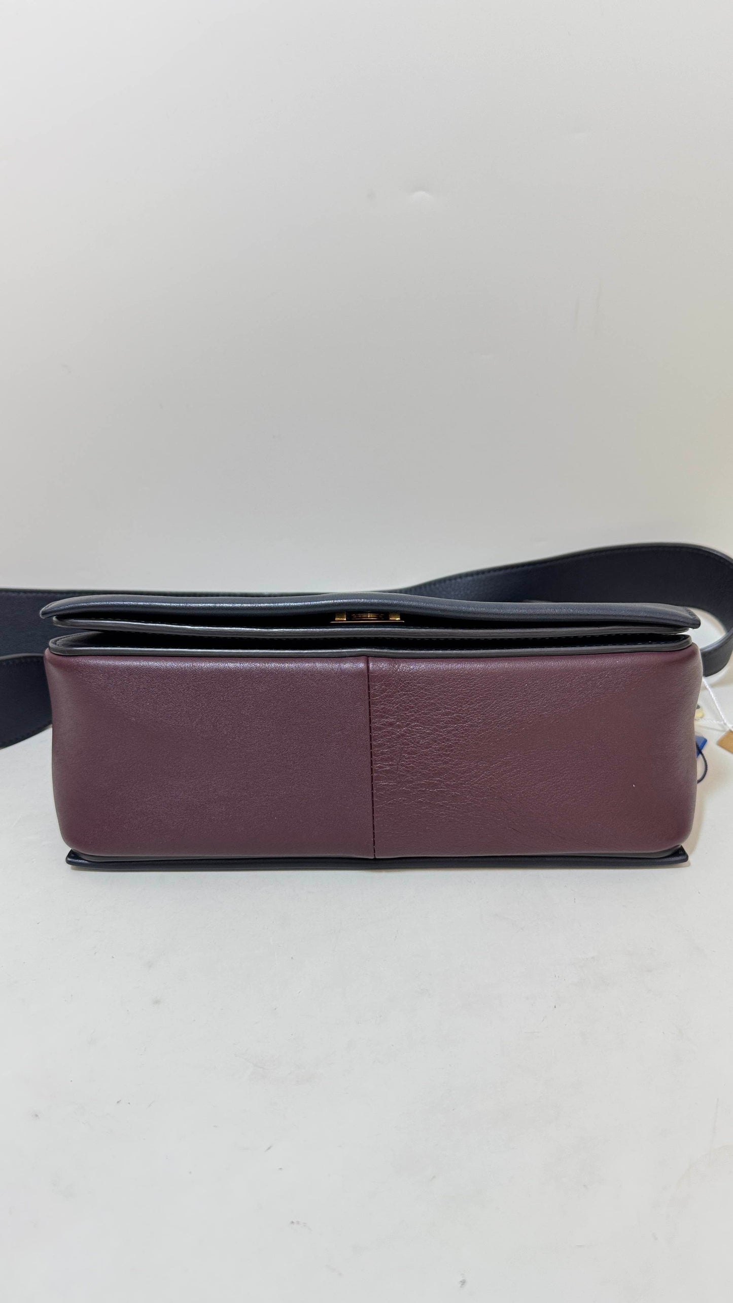 Celine Burgundy and Black Leather Crossbody Bag