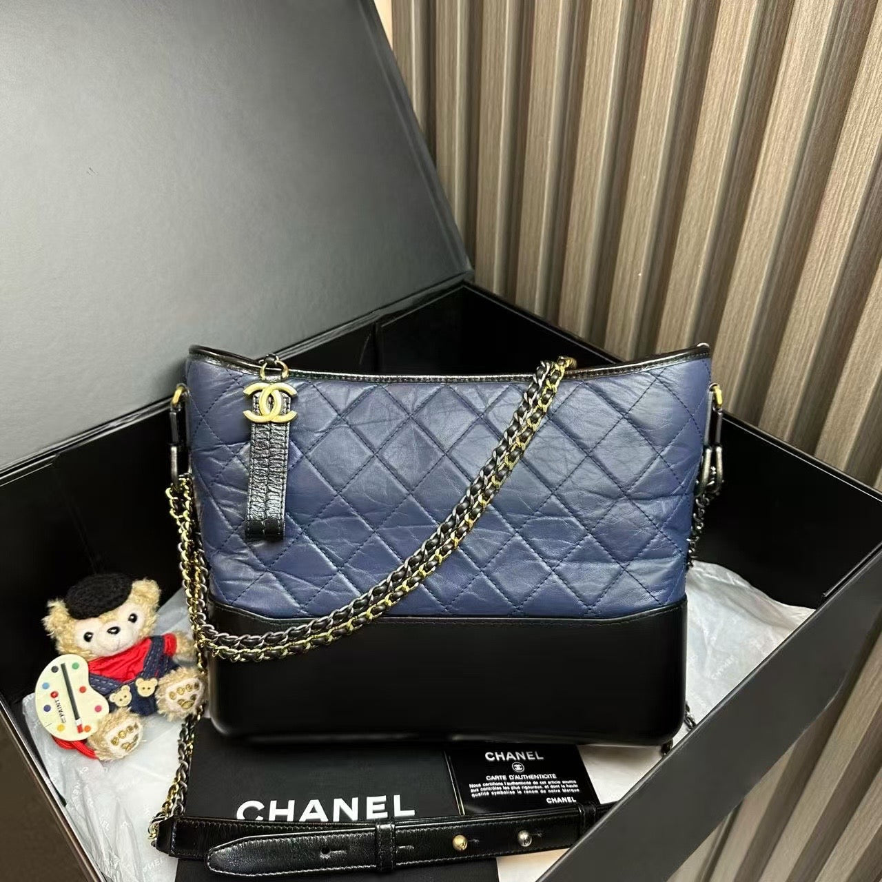 Chanel Gabrielle Bag Blue/Black Quilted Leather Crossbody