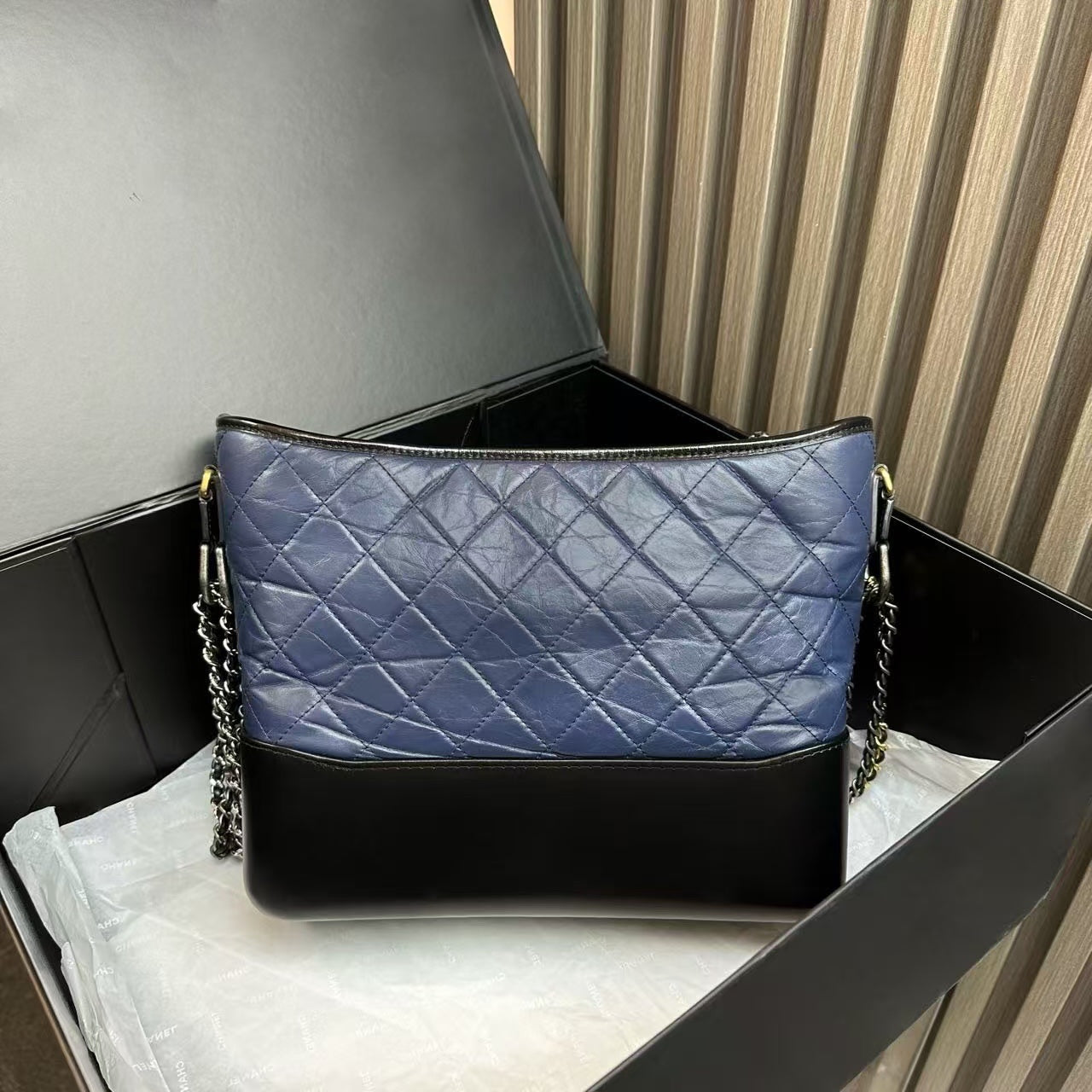 Chanel Gabrielle Bag Blue/Black Quilted Leather Crossbody