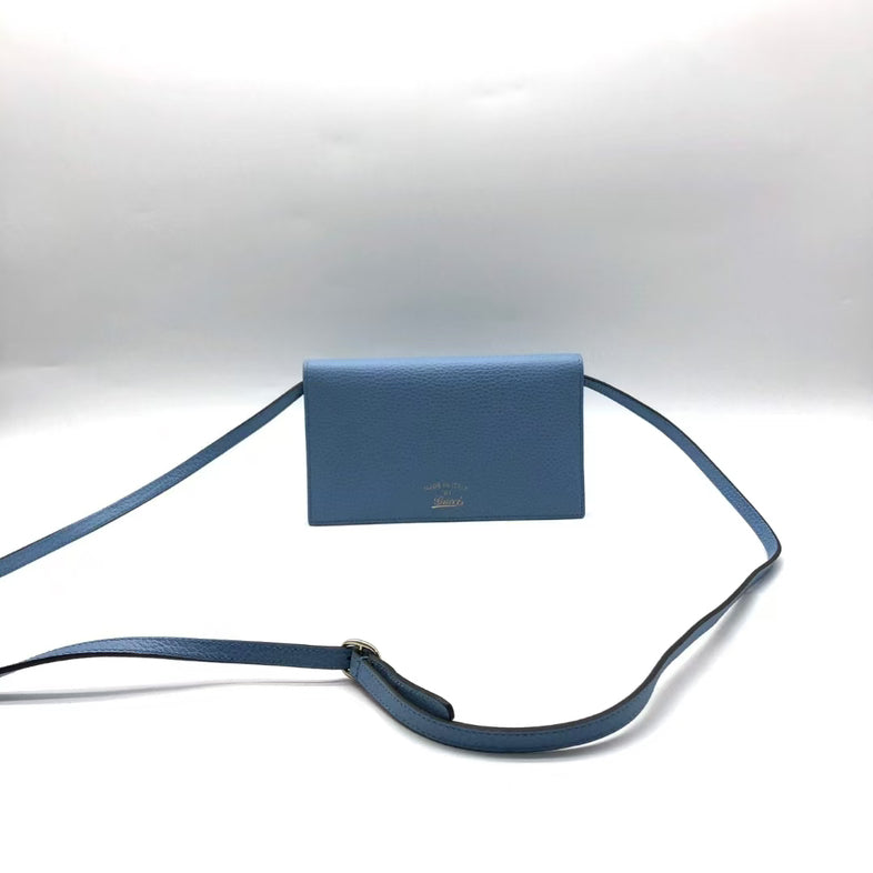 Preloved Gucci GG Marmont Light Blue Leather Crossbody Bag tdt0852