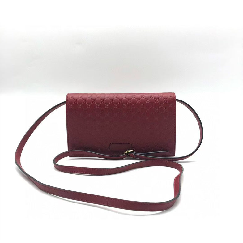 Preloved Gucci GG Marmont Crossbody Bag Red Leather ly1358