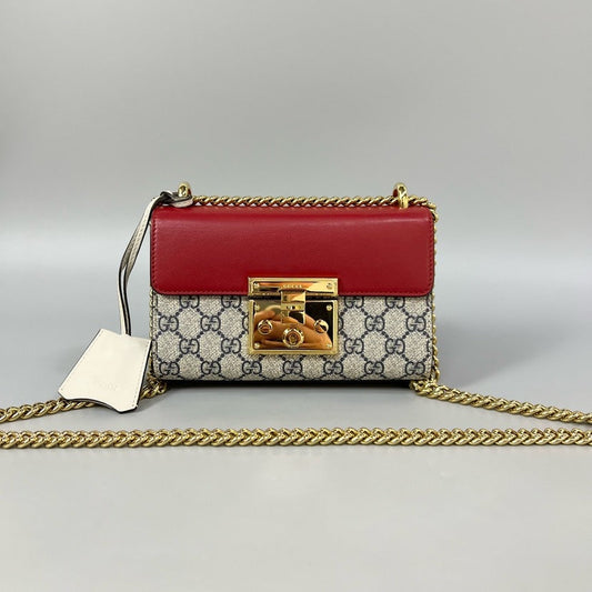 Preloved Gucci Padlock Bag Red Canvas Crossbody XJ10827