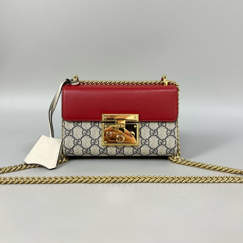 Preloved Gucci Padlock Bag Red Canvas Crossbody XJ10827