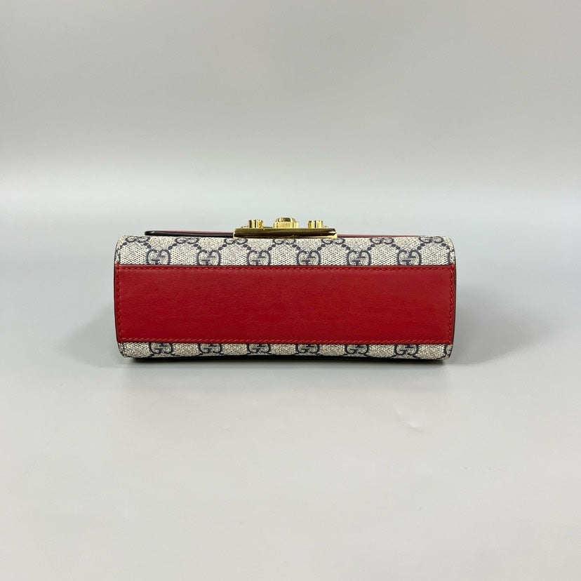 Preloved Gucci Padlock Bag Red Canvas Crossbody XJ10827
