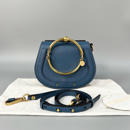 Preloved Chloe Nile Minaudiere Blue Leather Crossbody Bag XJ10129