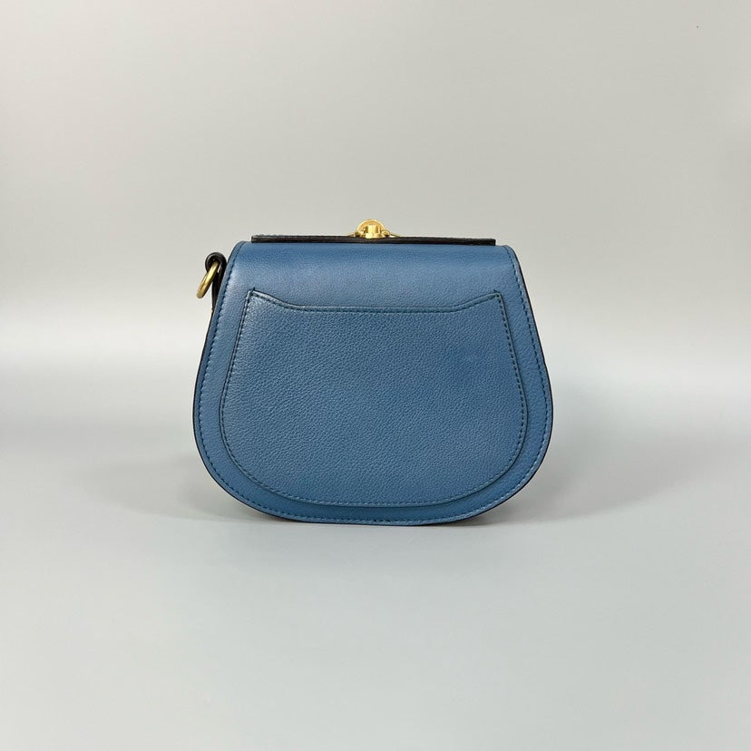 Preloved Chloe Nile Minaudiere Blue Leather Crossbody Bag XJ10129
