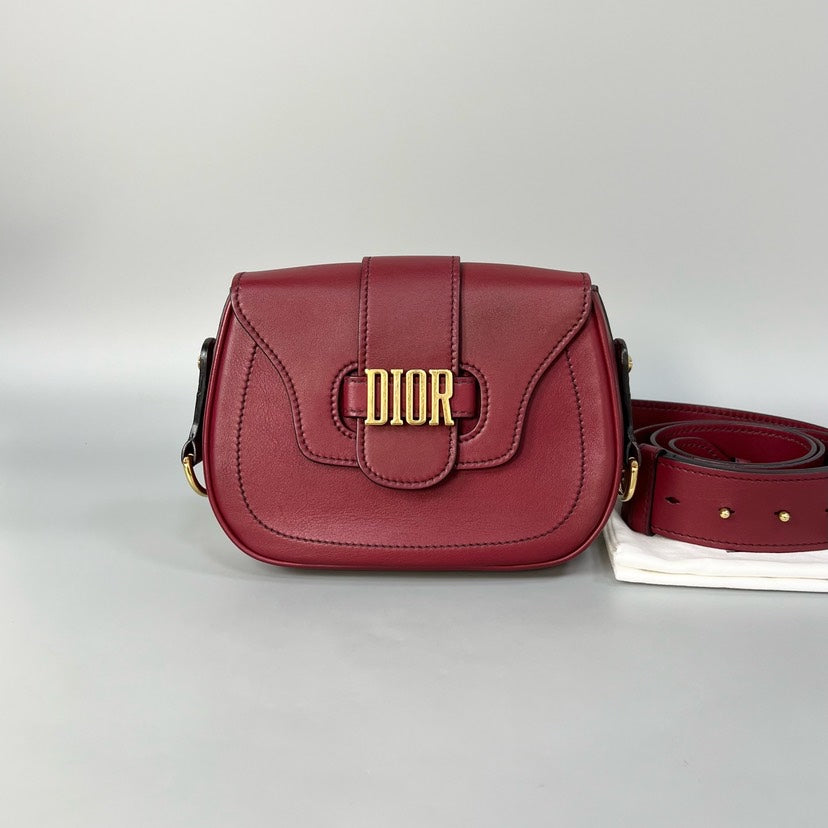 Christian Dior Saddle Bag Red Leather Preloved Crossbody Bag XJ10766