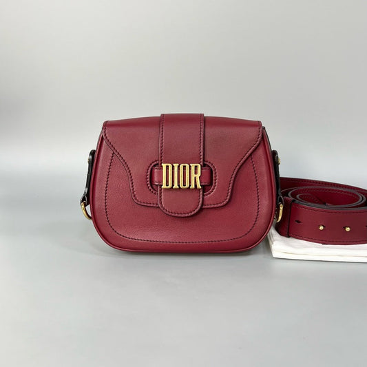 Christian Dior Saddle Bag Red Leather Preloved Crossbody Bag XJ10766