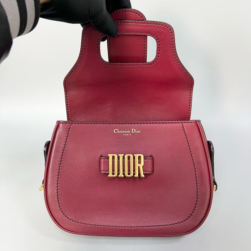 Christian Dior Saddle Bag Red Leather Preloved Crossbody Bag XJ10766