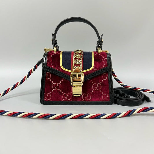 Preloved Gucci Sylvie Velvet Red Mini Crossbody Bag XJ0866