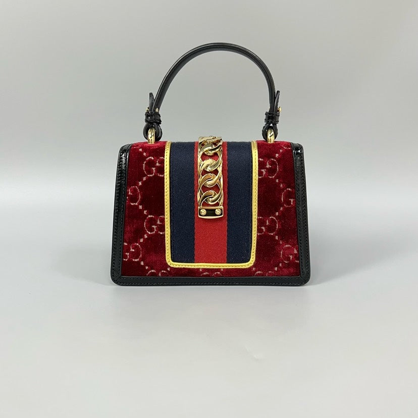 Preloved Gucci Sylvie Velvet Red Mini Crossbody Bag XJ0866