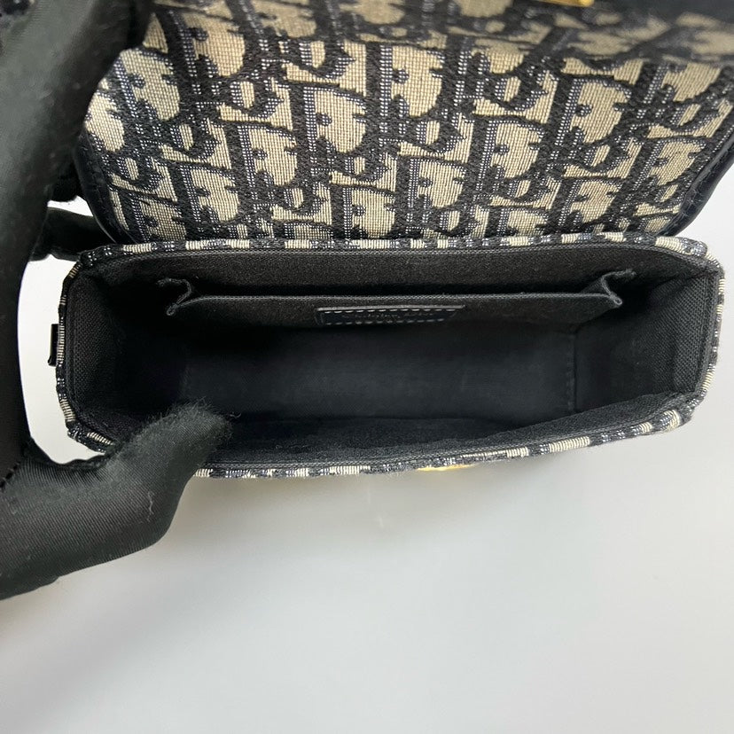 Preloved Dior Montaigne Mini Box Black Canvas Crossbody Bag 2020