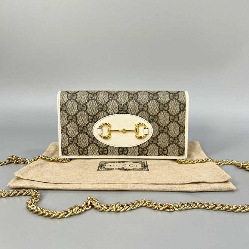 Preloved Gucci 1955 Wallet on Chain Beige Monogram Canvas Crossbody Bag XJ10961