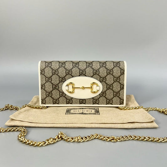 Preloved Gucci 1955 Wallet on Chain Beige Monogram Canvas Crossbody Bag XJ10961
