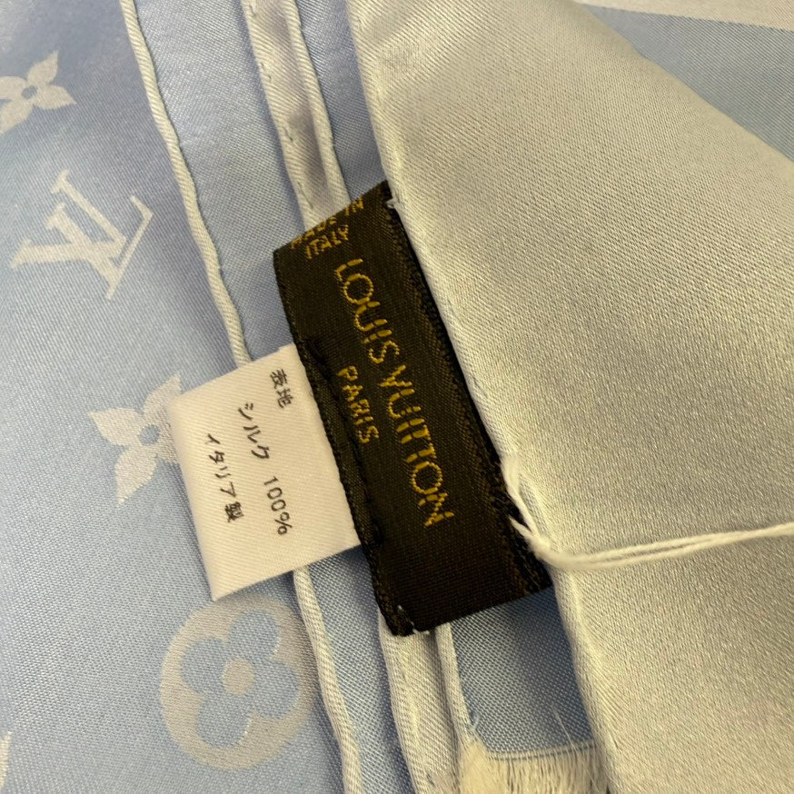Preloved Louis Vuitton Silk Scarf FM6010F Light Blue Scarves