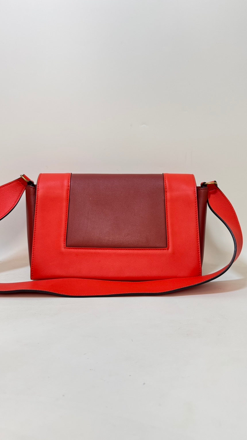 Celine Preloved Frame Red Leather Crossbody Bag