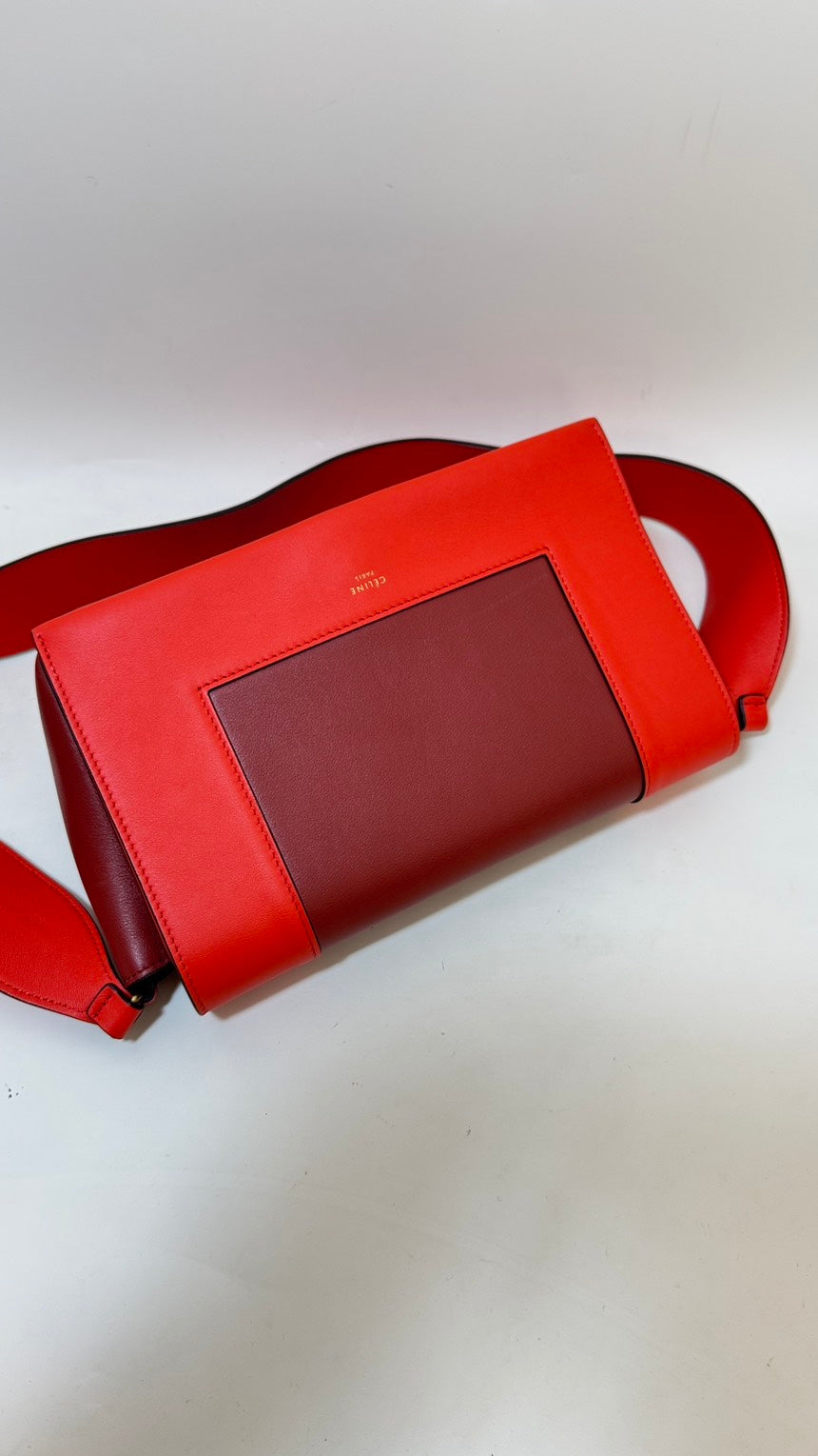 Celine Preloved Frame Red Leather Crossbody Bag