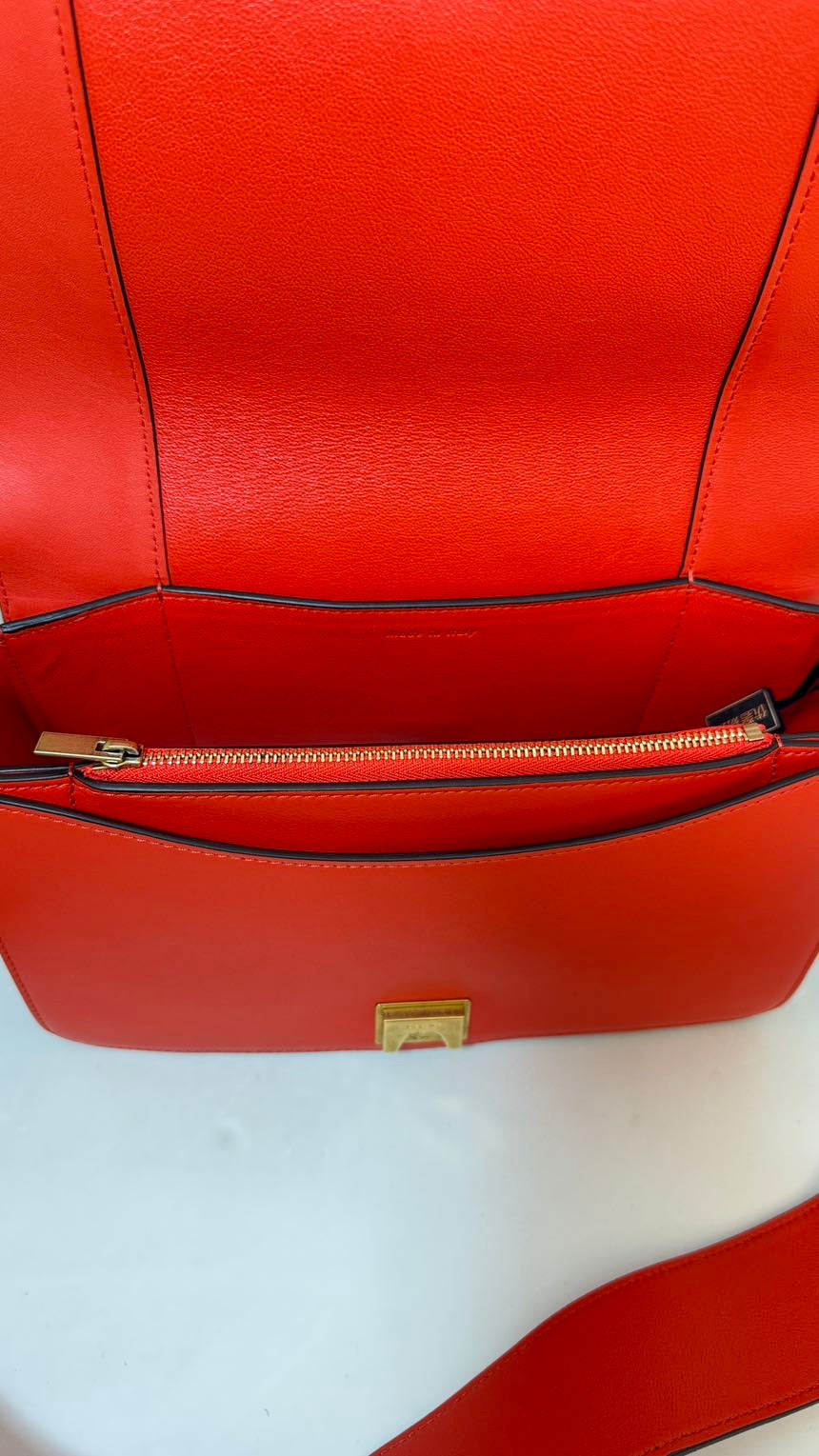 Celine Preloved Frame Red Leather Crossbody Bag