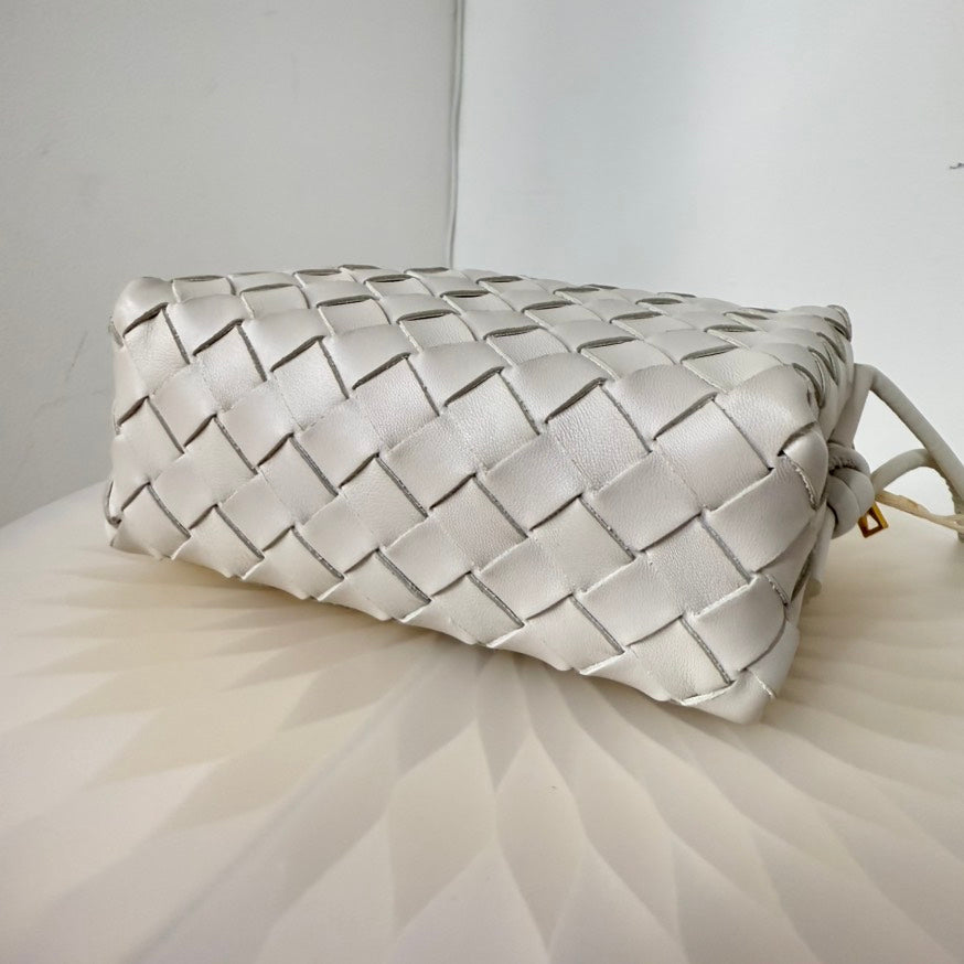Bottega Woven Leather Crossbody QPDC in White