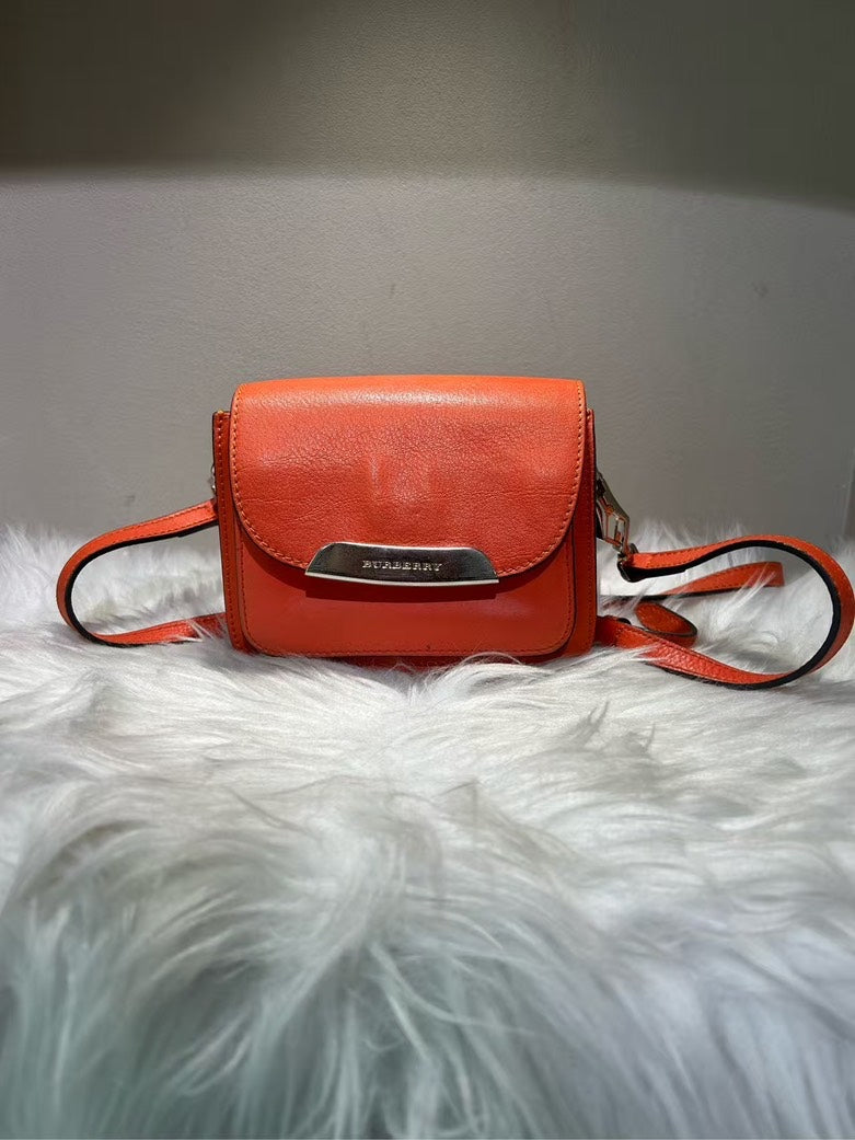 Burberry Crossbody Bag Orange Leather -  and On Sale