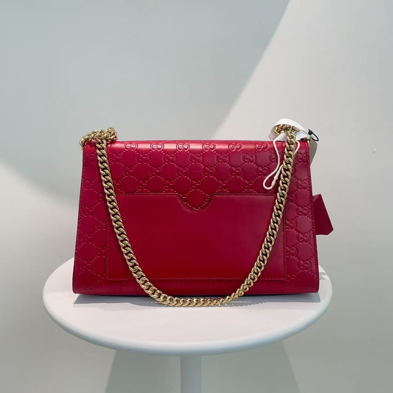 Gucci Padlock Shoulder Bag Red Leather
