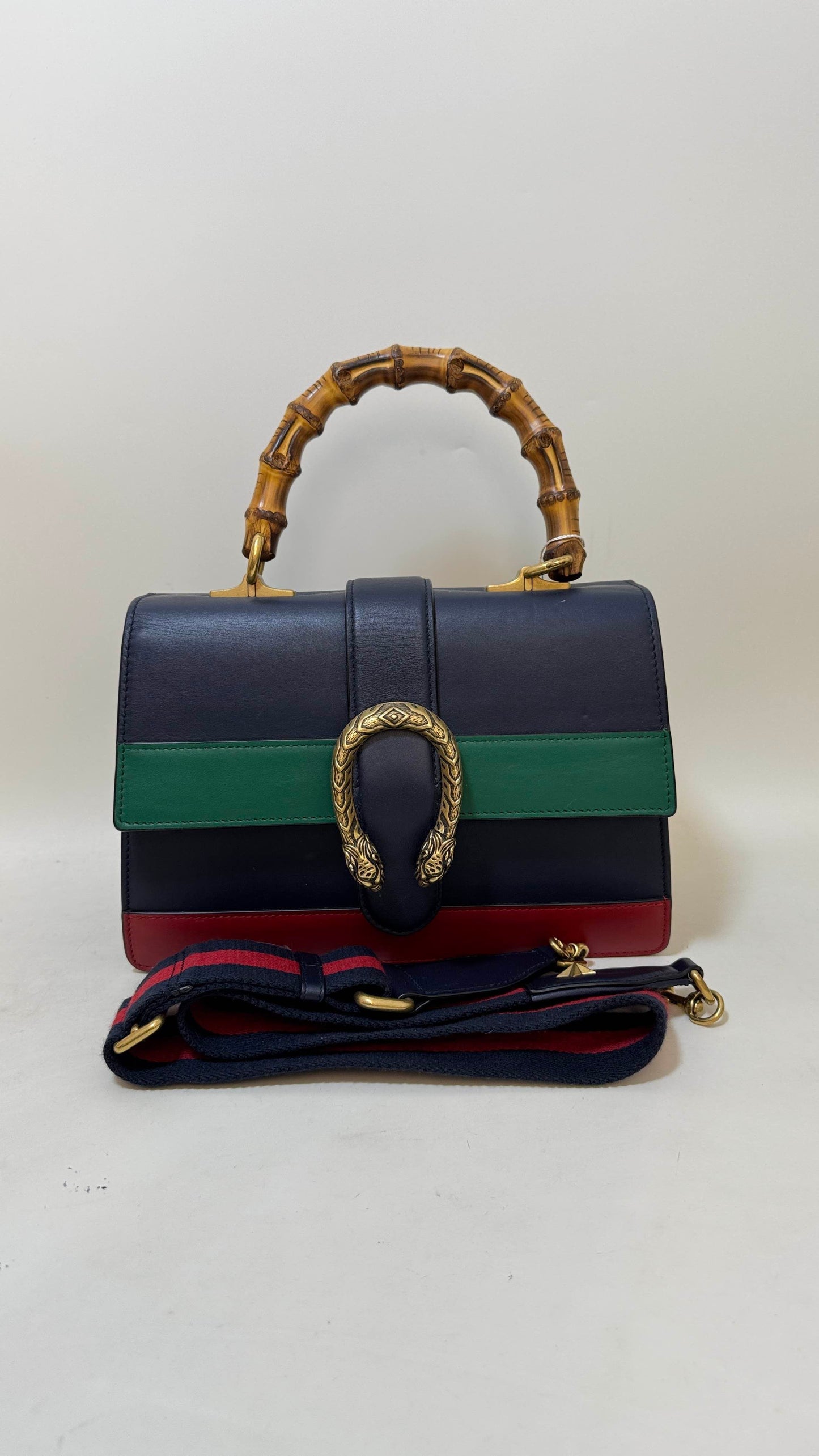 Gucci Dionysus Bamboo Handle Bag in Navy Leather