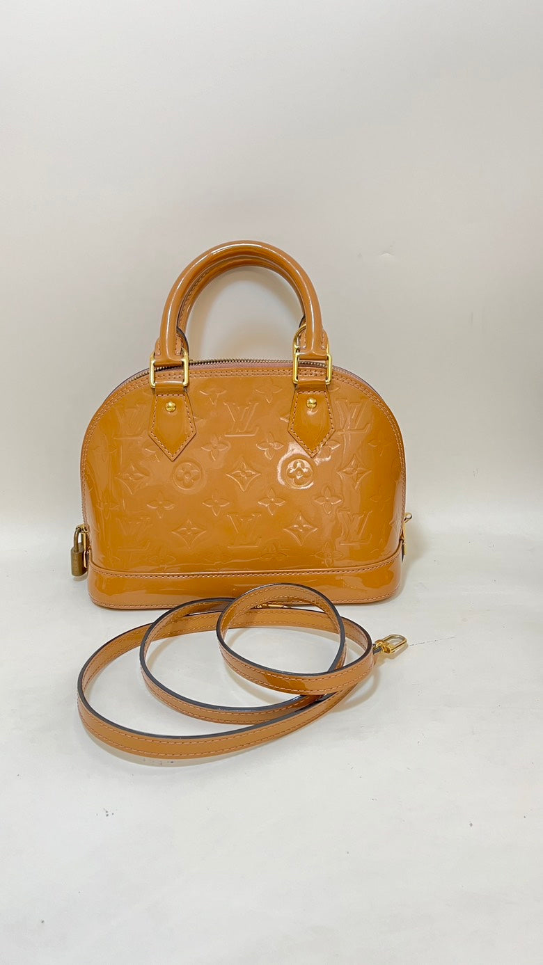 Preloved Louis Vuitton Alma Bag Patent Leather Caramel Handle Bag