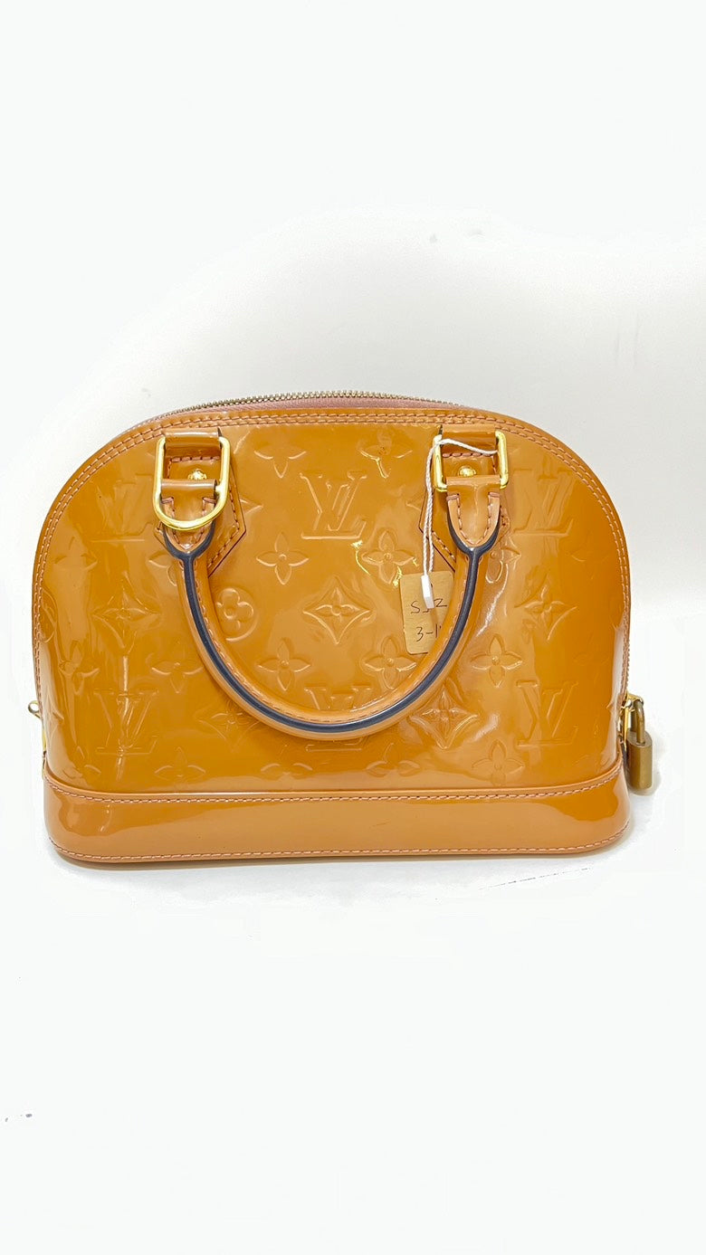 Preloved Louis Vuitton Alma Bag Patent Leather Caramel Handle Bag