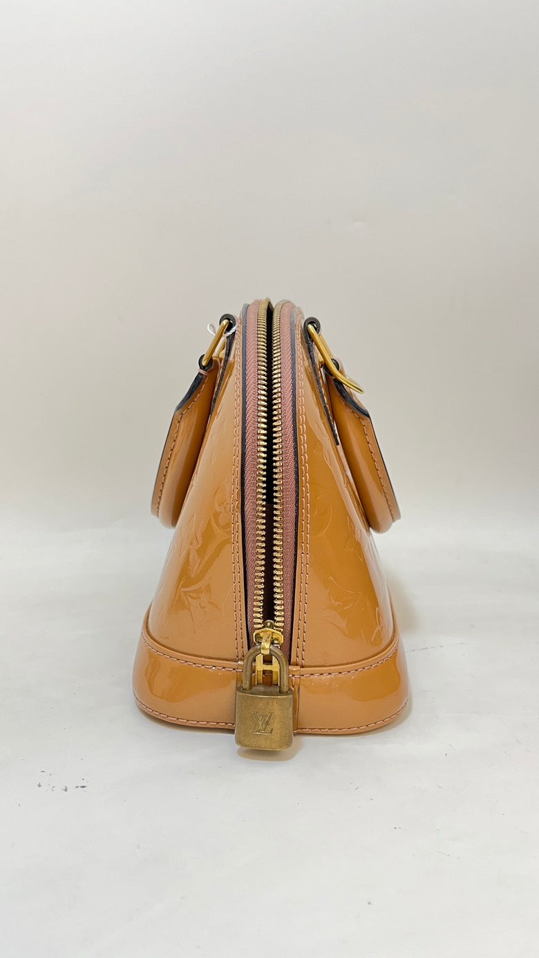 Preloved Louis Vuitton Alma Bag Patent Leather Caramel Handle Bag
