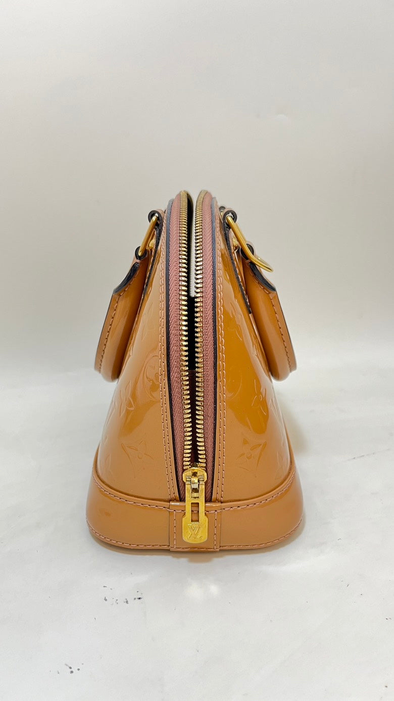 Preloved Louis Vuitton Alma Bag Patent Leather Caramel Handle Bag
