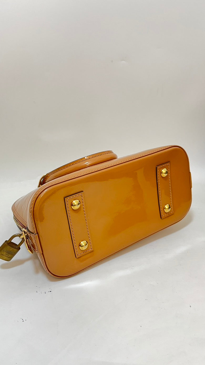 Preloved Louis Vuitton Alma Bag Patent Leather Caramel Handle Bag