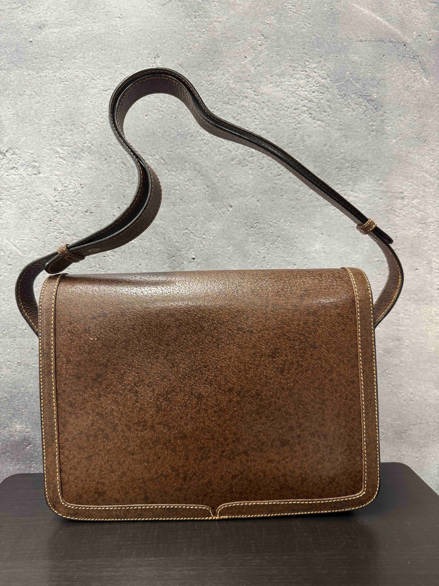Gucci Vintage Shoulder Bag RE Brown Leather