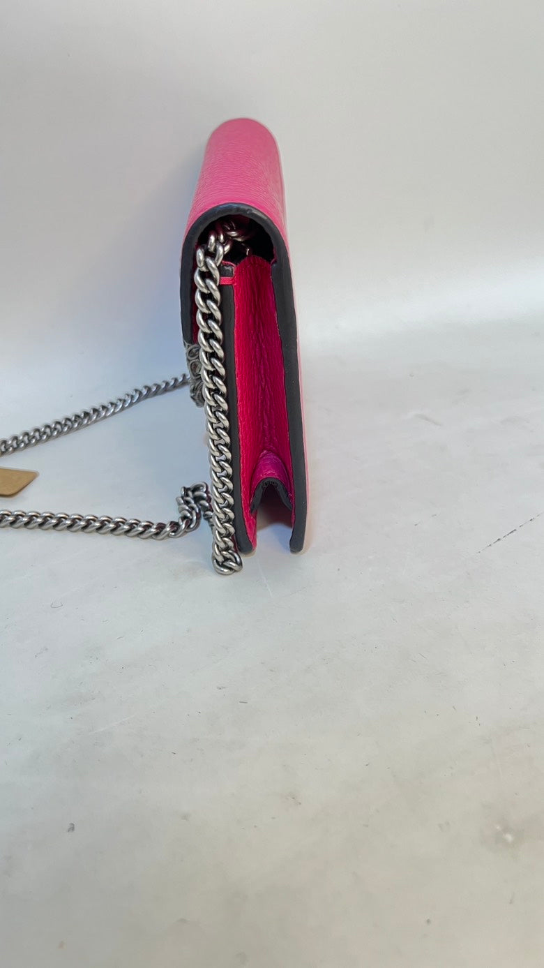 Gucci Dionysus Pink Leather Chain Wallet